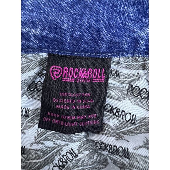 Rock & Roll Denim Cowgirl® 32x27 Straight Cropped High Rise Sequined Front NWT - Picture 10 of 16